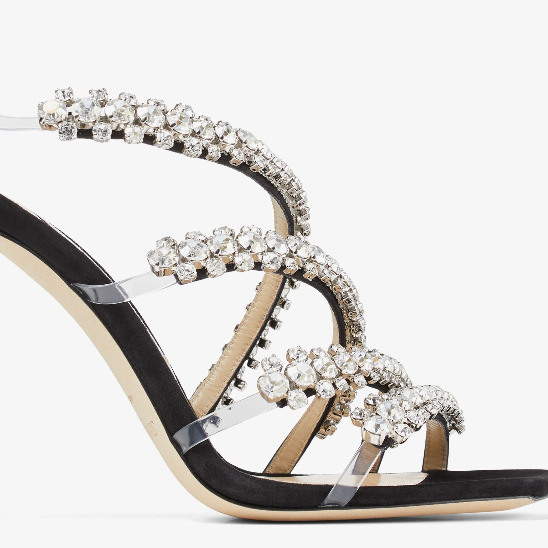 Sandales Josefine 100 en daim à cristaux - Black & Crystal