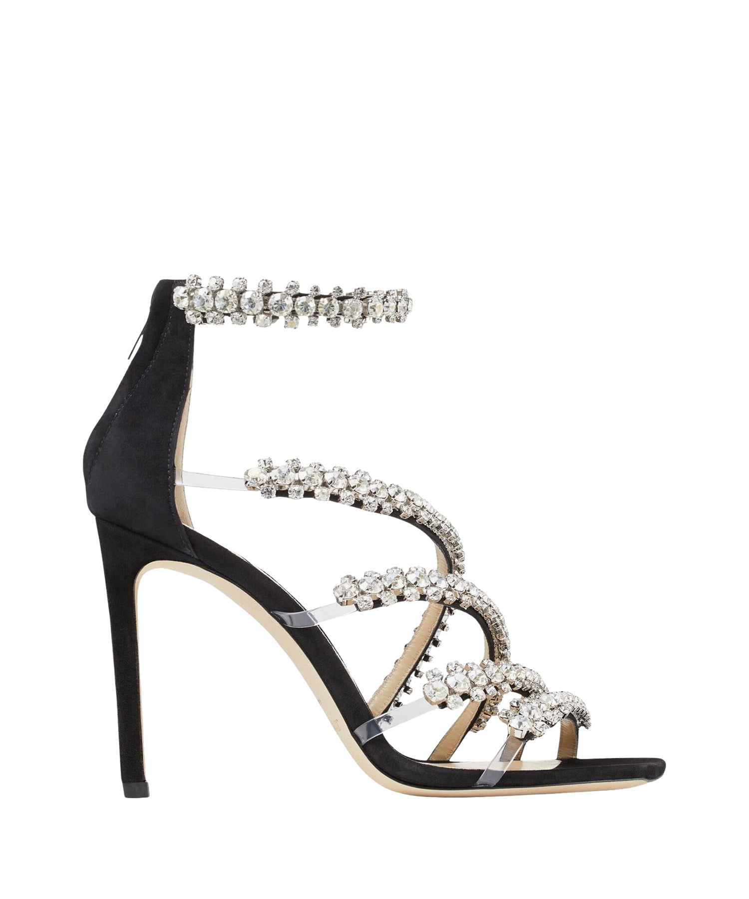 Sandales Josefine 100 en daim à cristaux - Black & Crystal