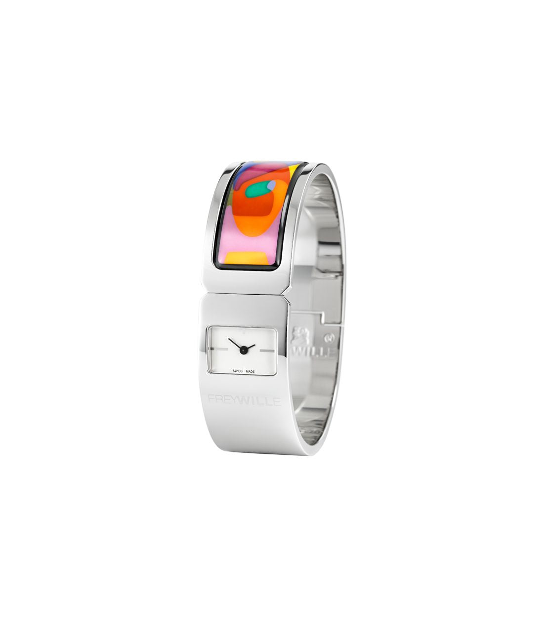 Montre Regina en émail et plaqué au rhodium - Rose & orange & bleu