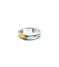 Bague Ultra en émail et plaqué au rhodium - Bleu & jaune & violet