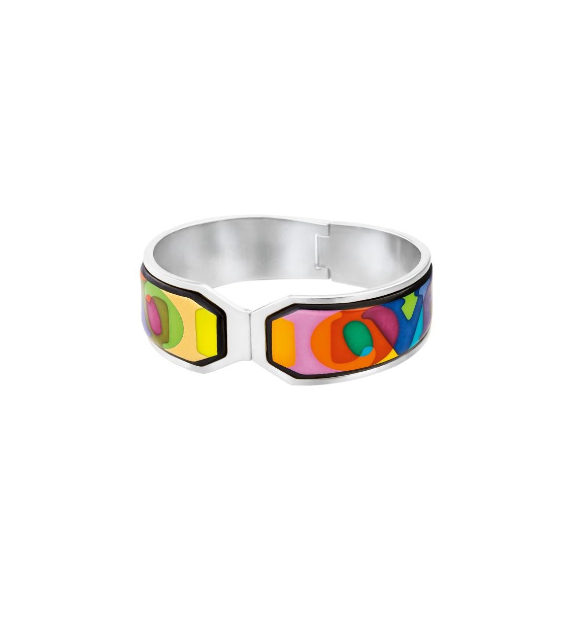 Manchette Contessa en émail et plaqué au rhodium - Rose & orange & bleu