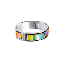 Manchette Regina en émail et plaqué au rhodium - Rose & orange & bleu