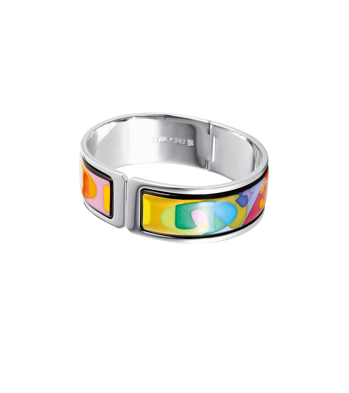 Manchette Regina en émail et plaqué au rhodium - Bleu, Jaune & Violet