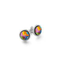 Boucles d'oreilles Cabochon plaquées au rhodium - Multicolore