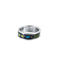 Enamel and rhodium-plated Ultra ring - Navy Blue, Green & Yellow