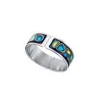Manchette Regina en émail et plaqué au rhodium - Bleu marine, Vert & Jaune