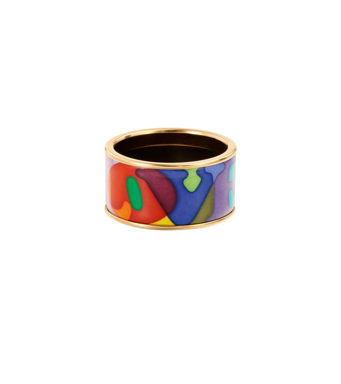 Bague Diva en émail et décoré à l'or - Rose & orange & bleu