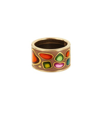 Bague Diva en émail et décoré à l'or - Marron & vert & rouge