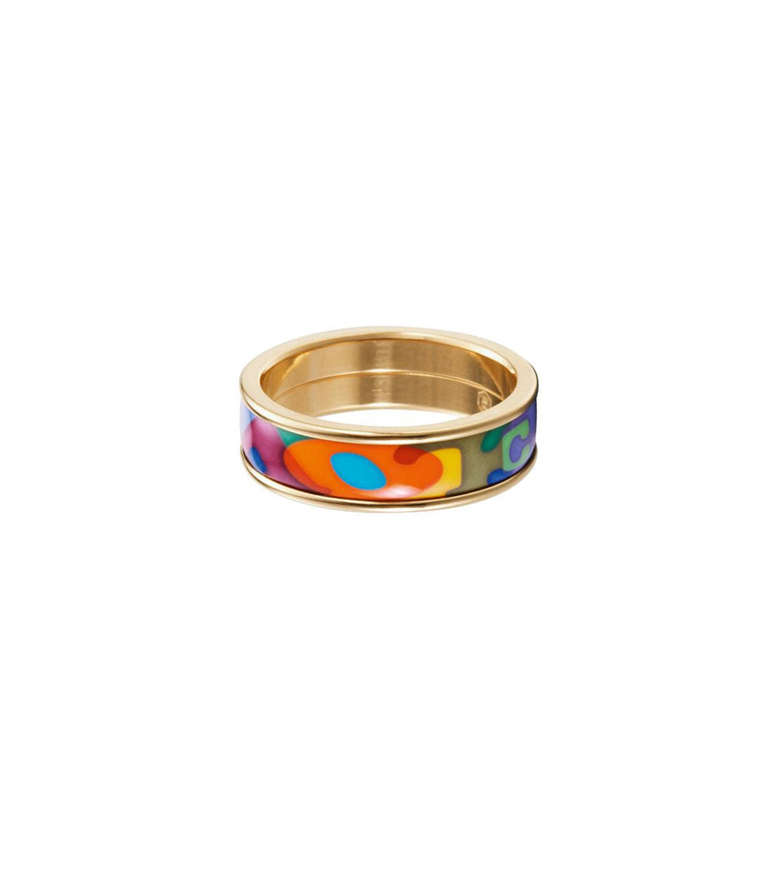 Bague Ultra en émail et décoré à l'or - Rose & orange & vert