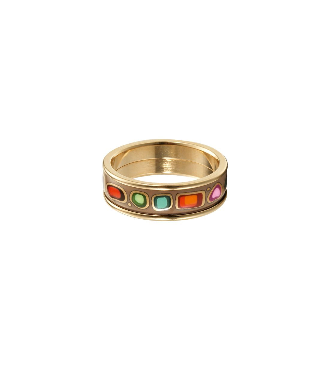 Bague Ultra en émail et décoré à l'or - Marron & vert & rouge