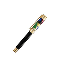 Stylo plume en émail et décoré à l'or - Orange & rouge & bleu