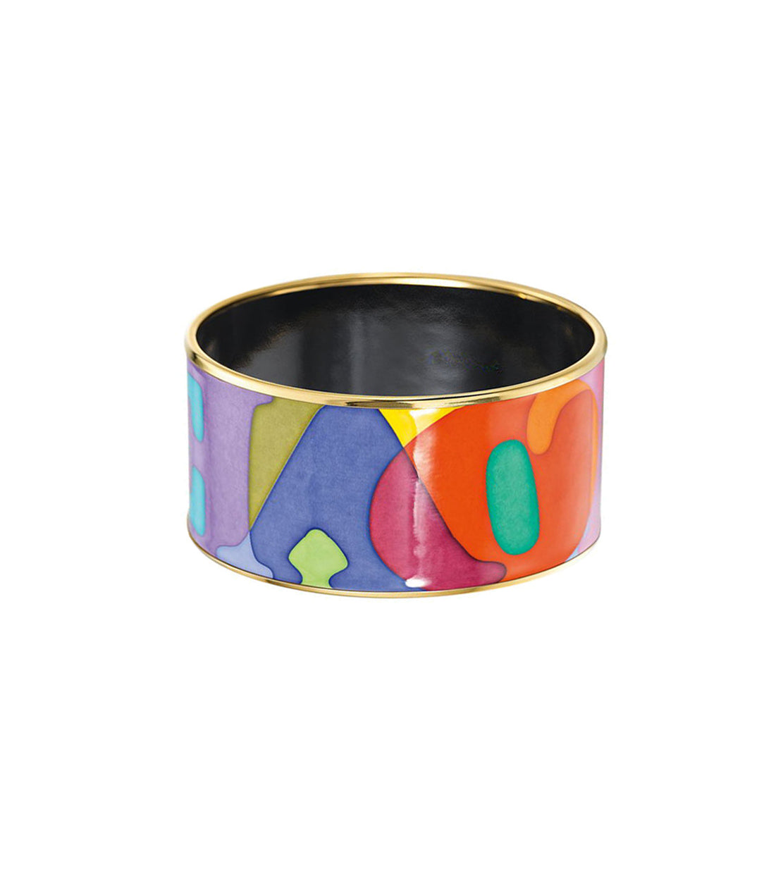 Diva enamel and gold cuff - Blue & purple & green