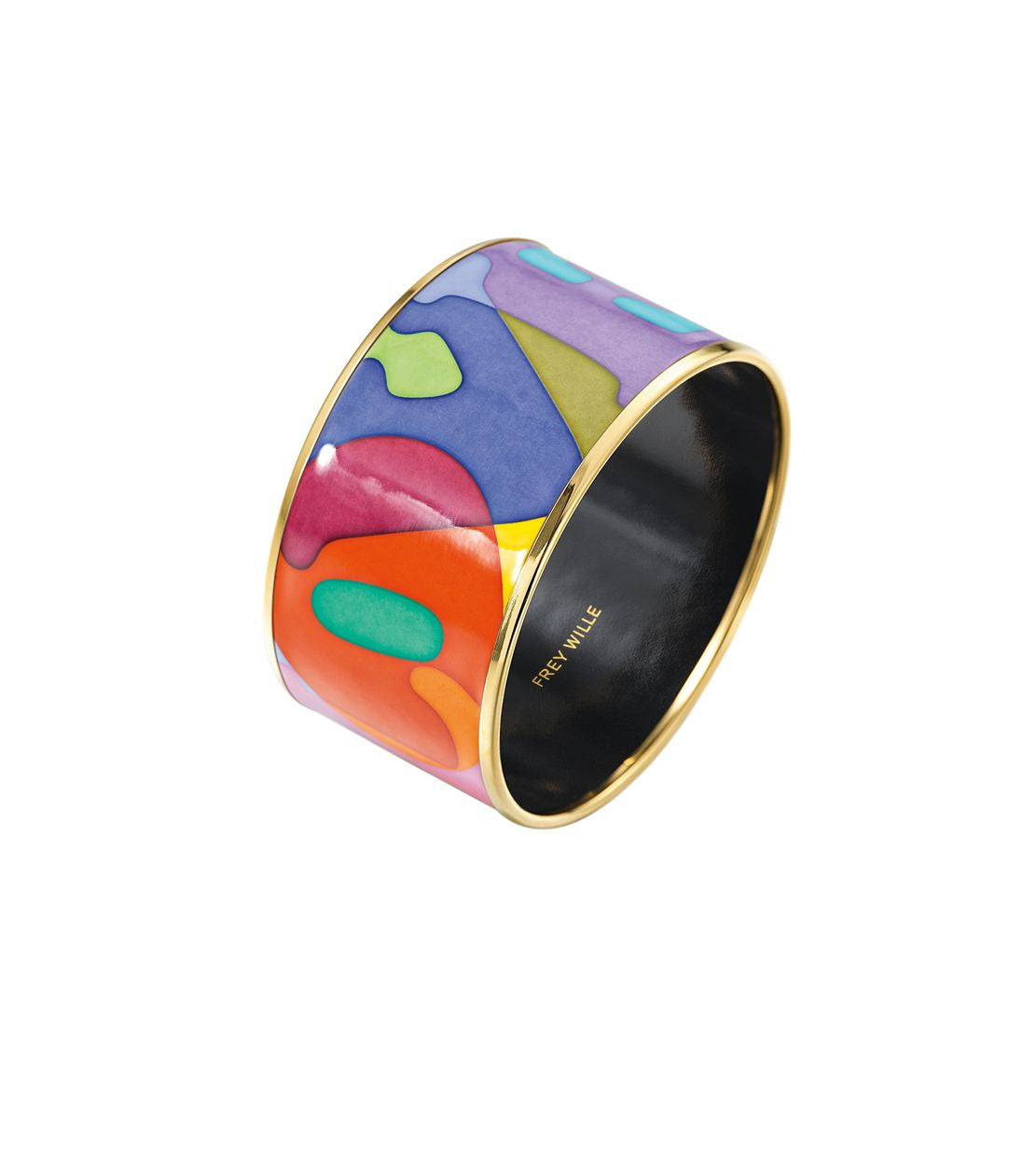 Diva enamel and gold cuff - Blue & purple & green