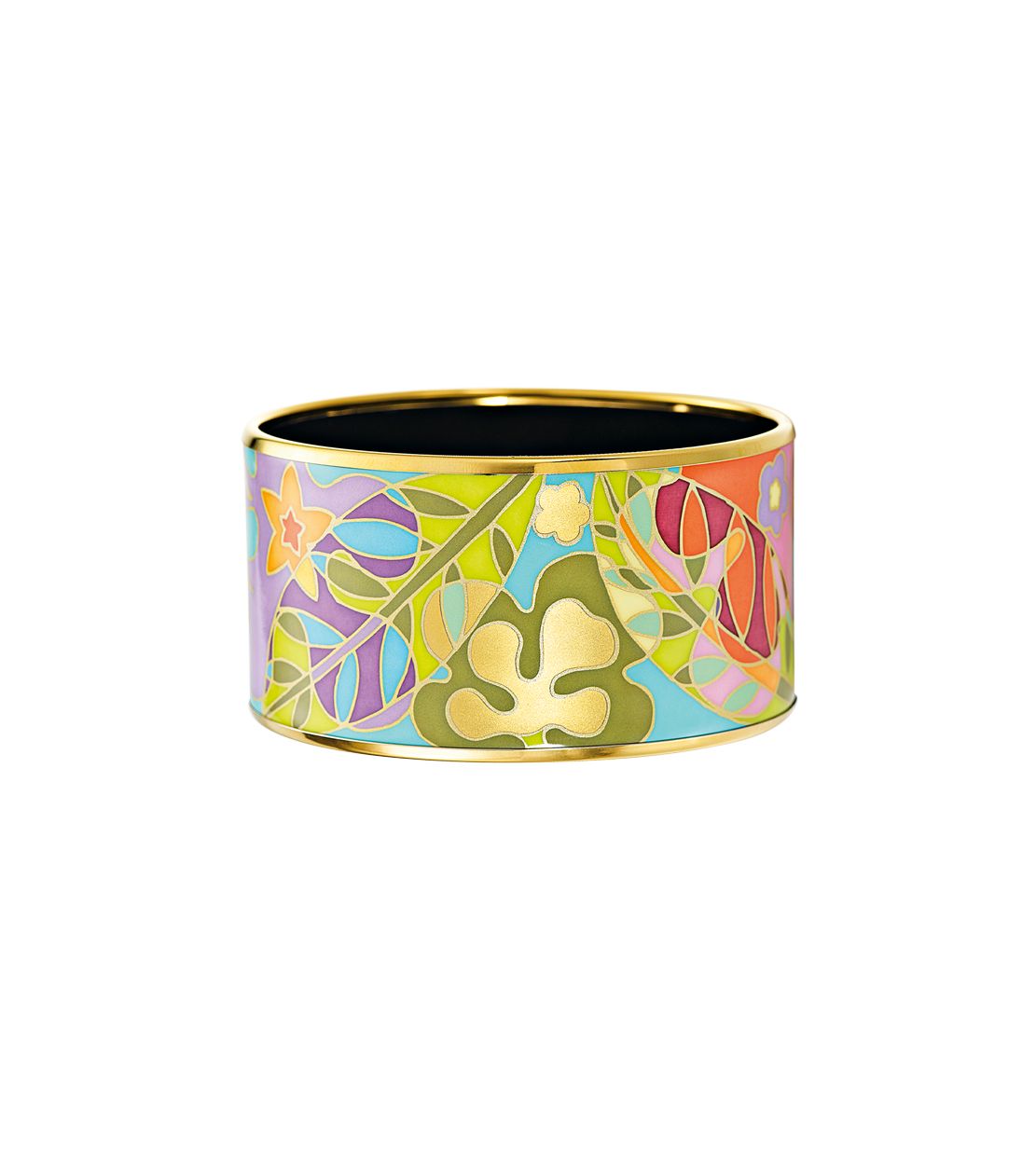 Manchette Diva en émail et décoré à l'or - Jaune & vert & orange