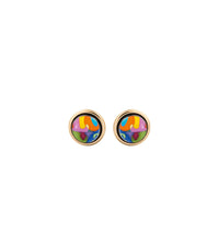 Boucles d'oreilles Cabochon plaquées au rhodium - Multicolore