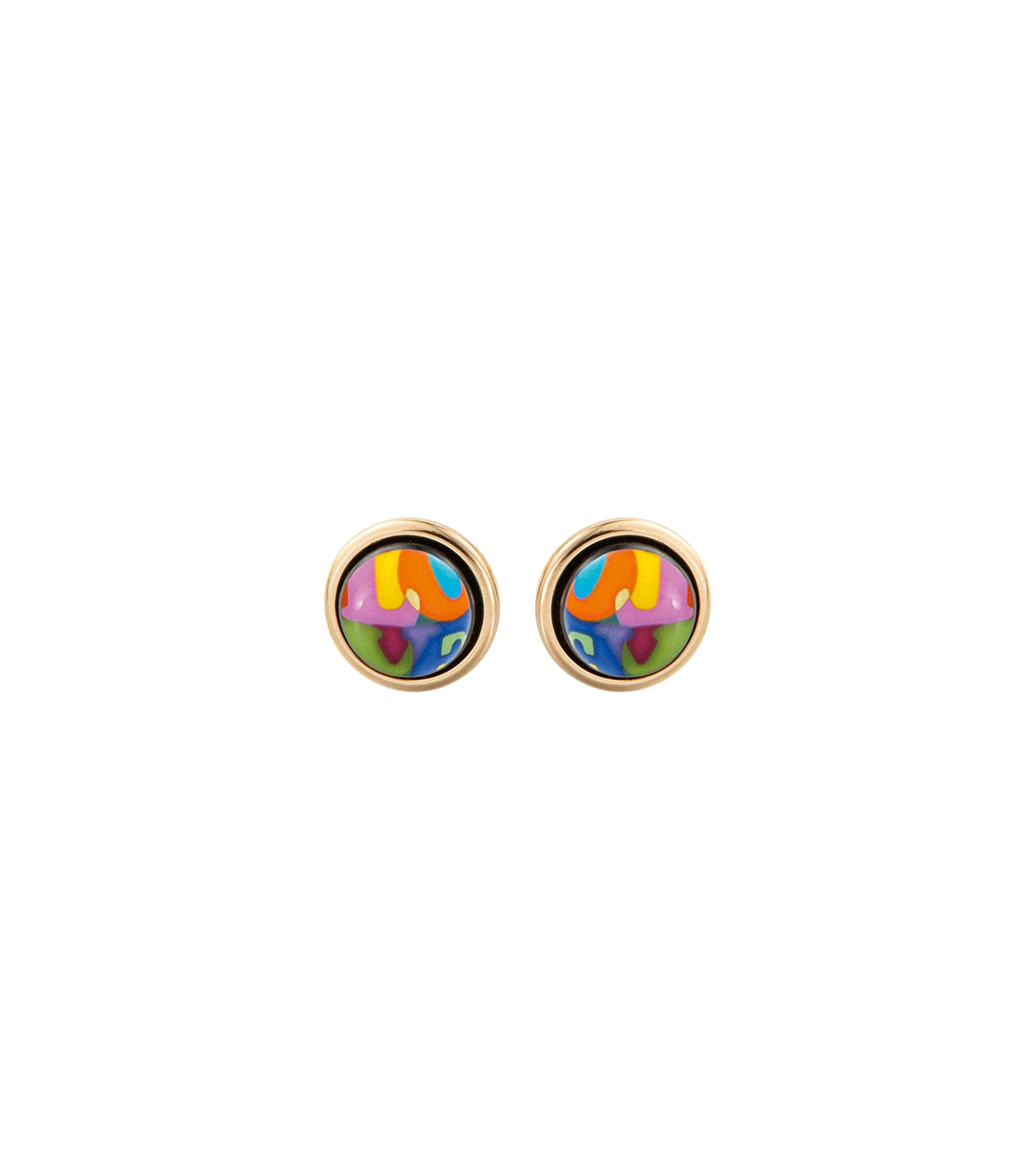 Boucles d'oreilles Cabochon plaquées au rhodium - Multicolore