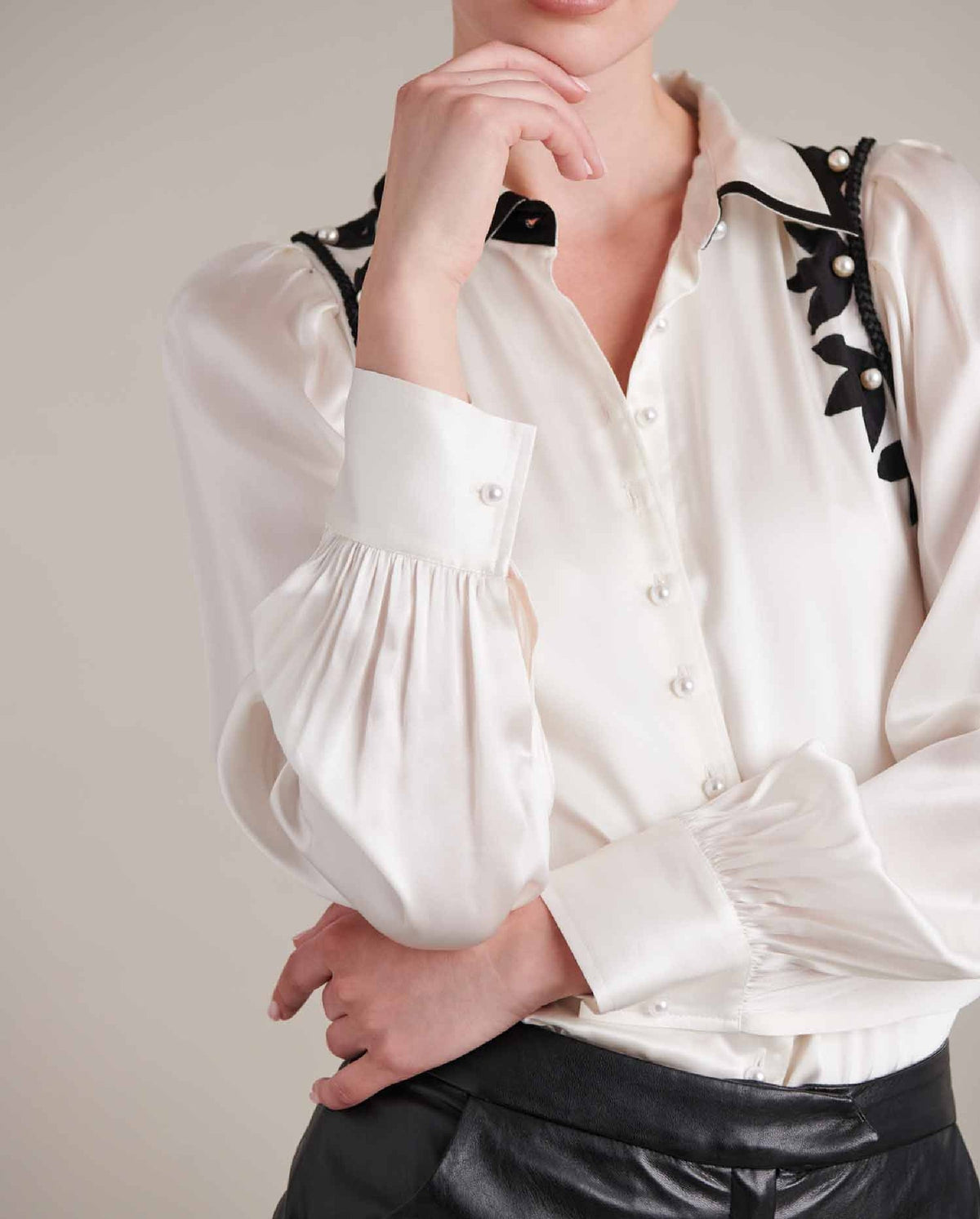 Chemise Jo en soie - Black & White