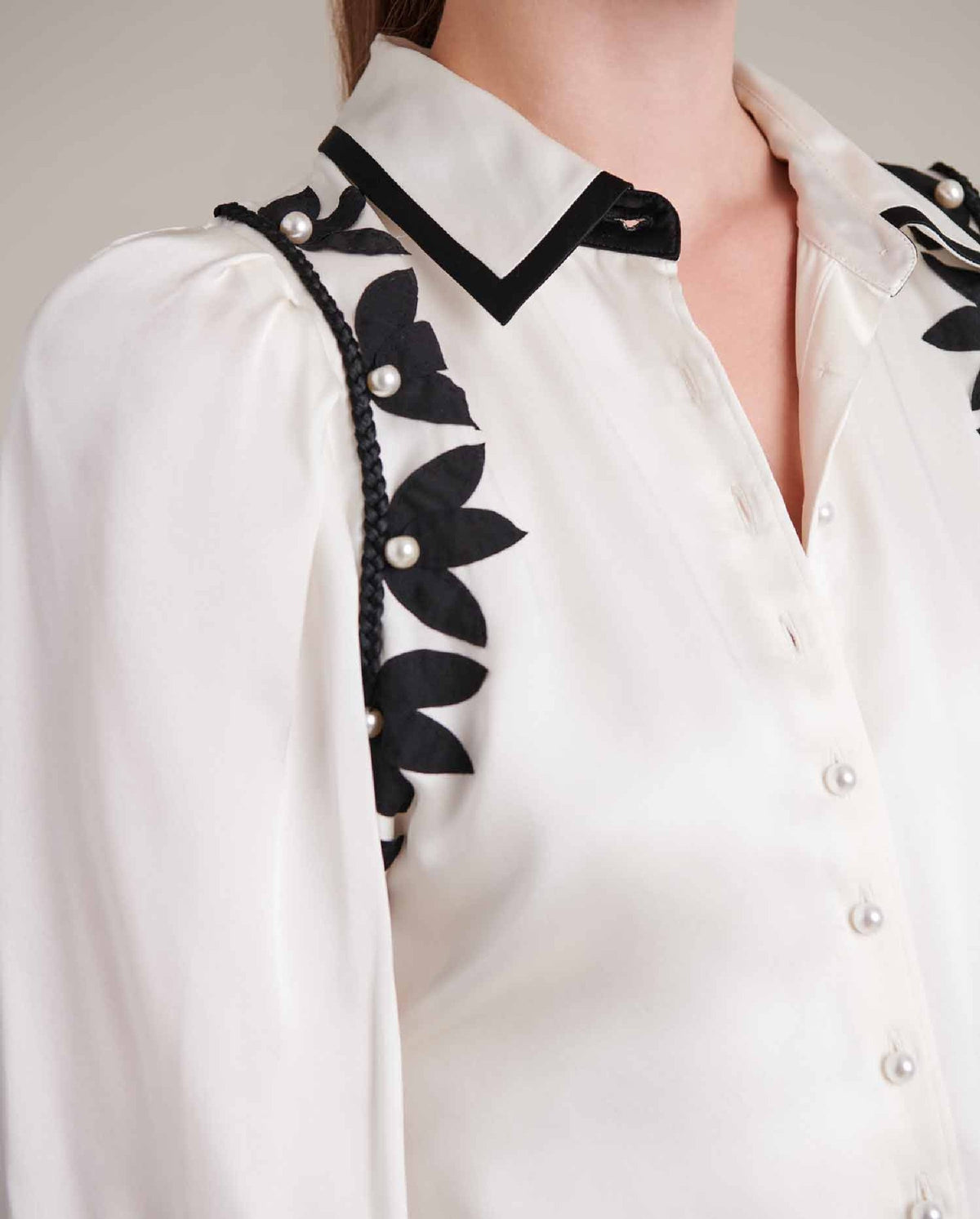 Chemise Jo en soie - Black & White