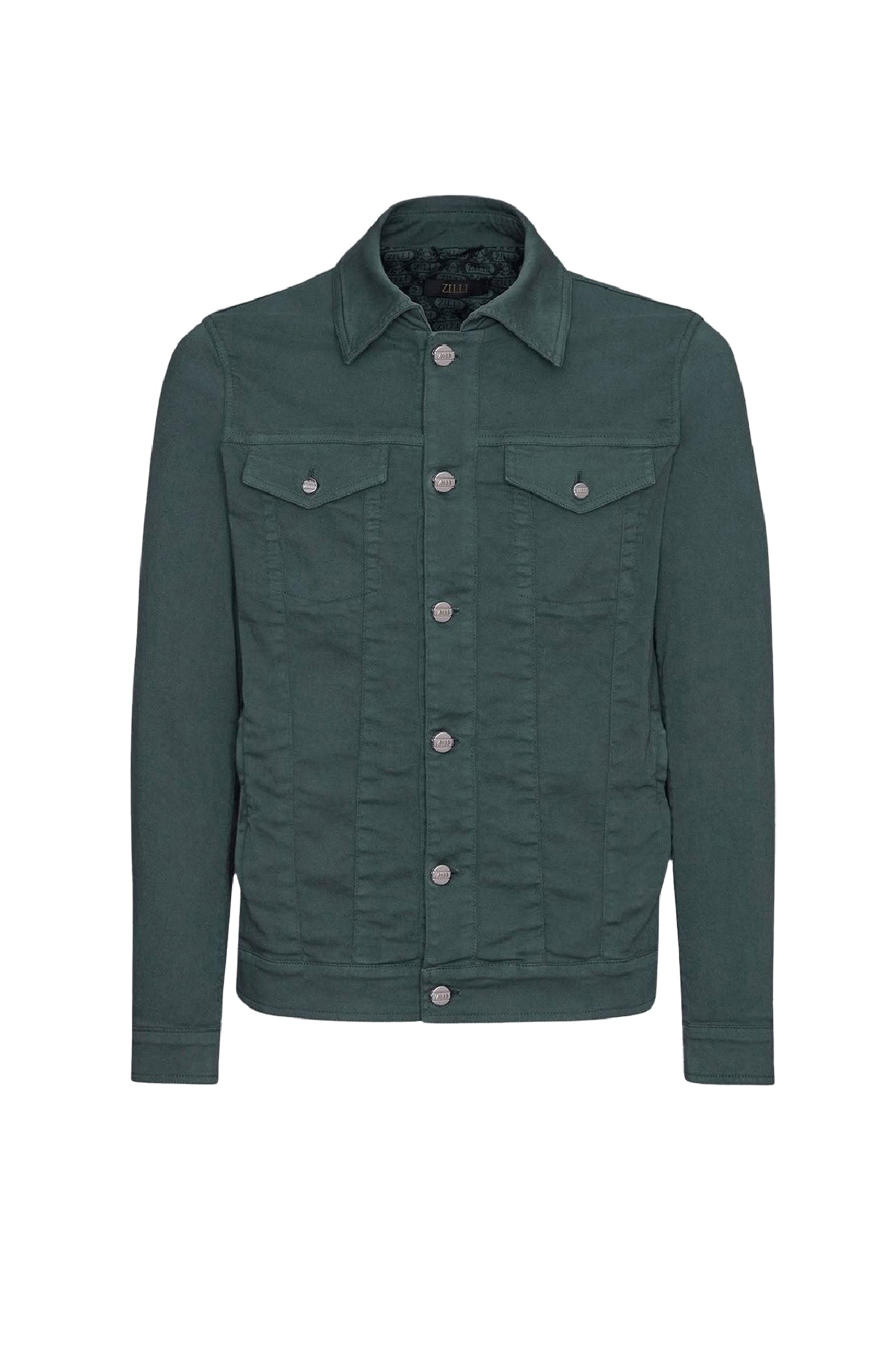 Denim jacket with topstitching - Green