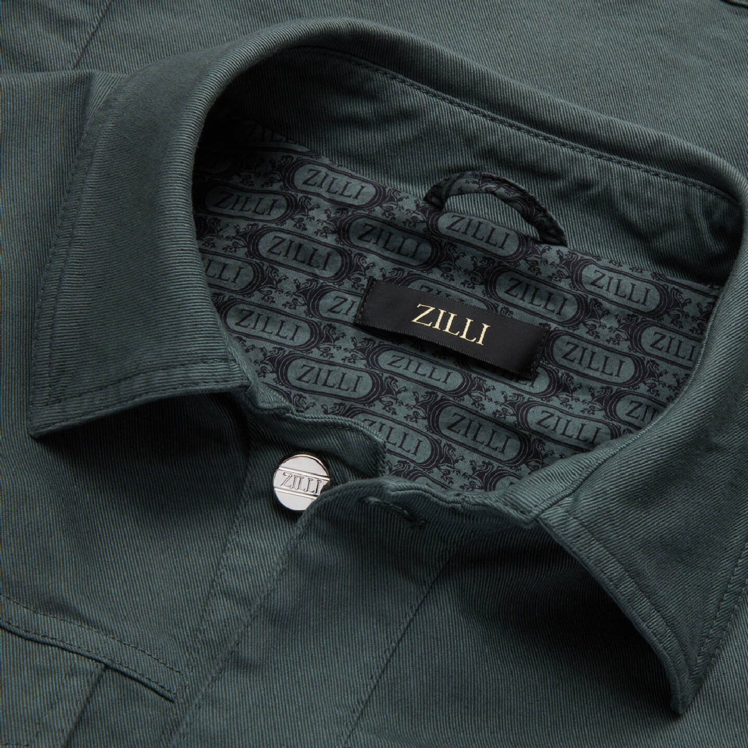 Denim jacket with topstitching - Green
