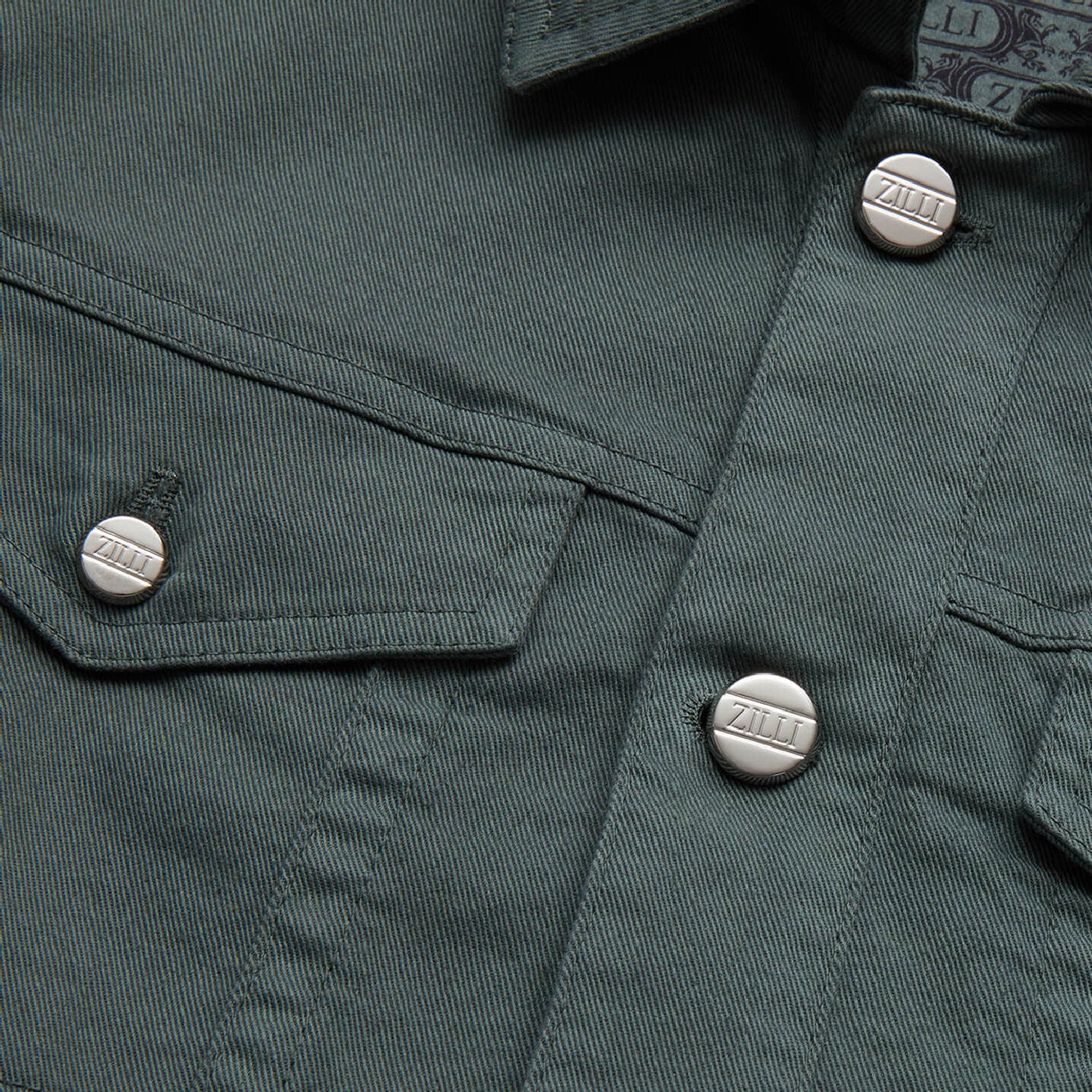 Denim jacket with topstitching - Green