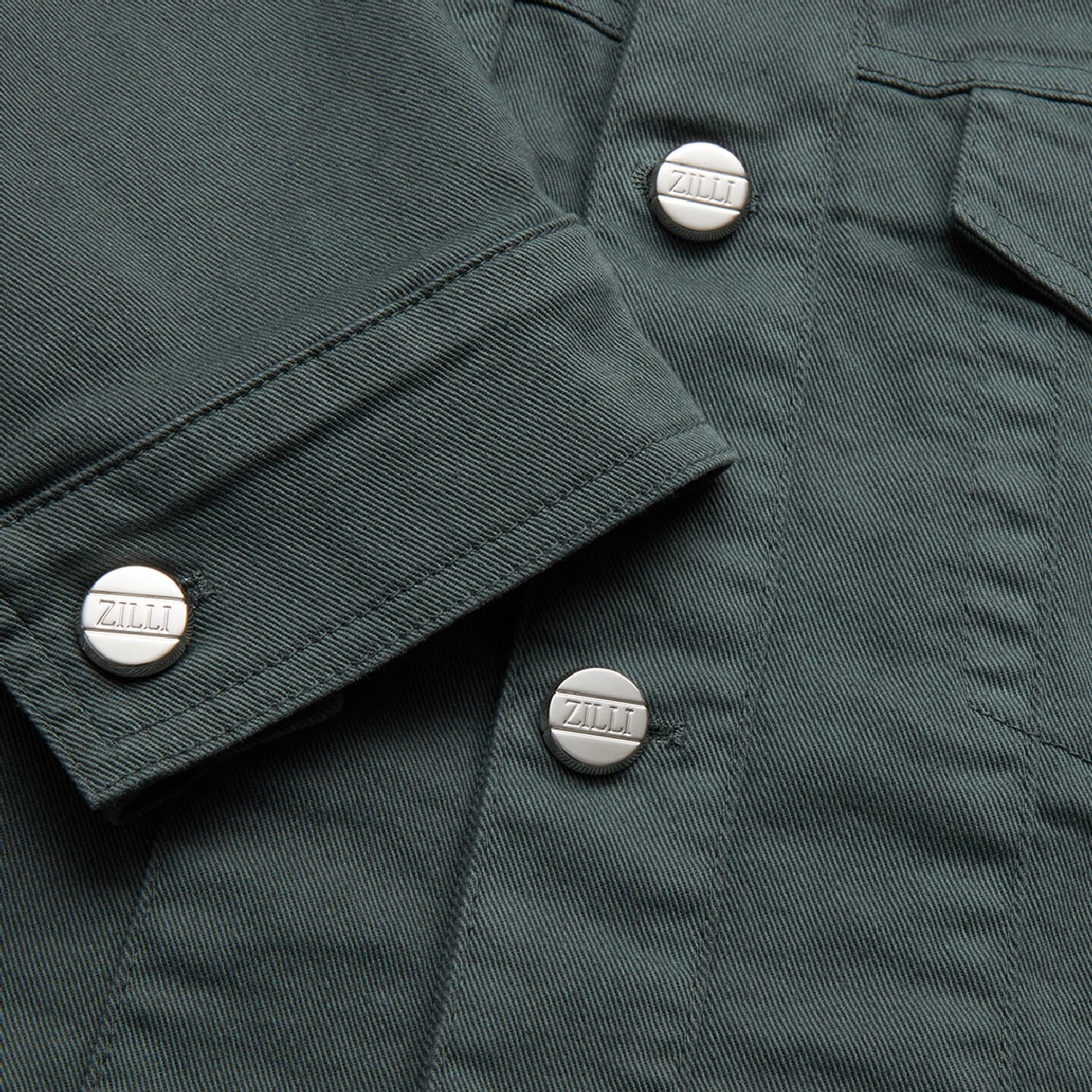 Denim jacket with topstitching - Green