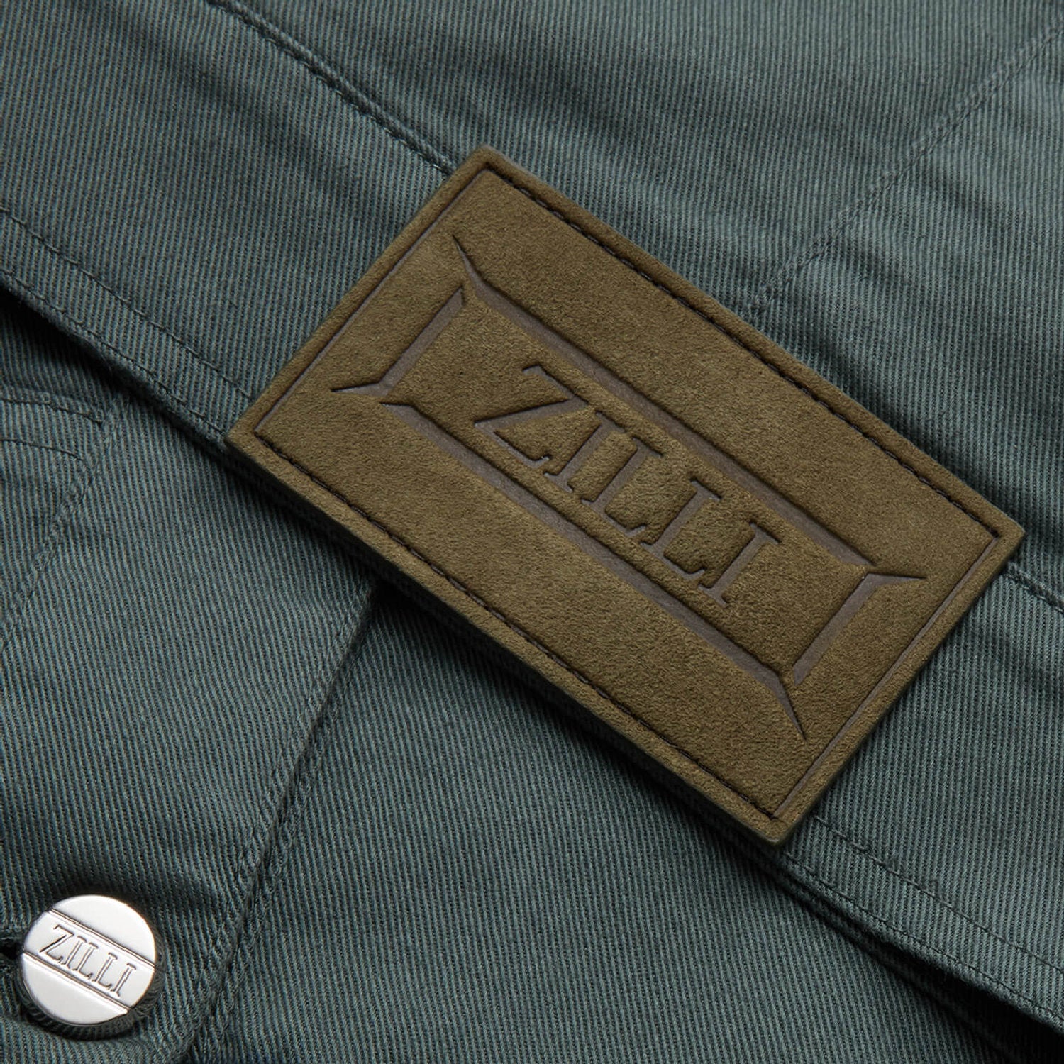 Denim jacket with topstitching - Green