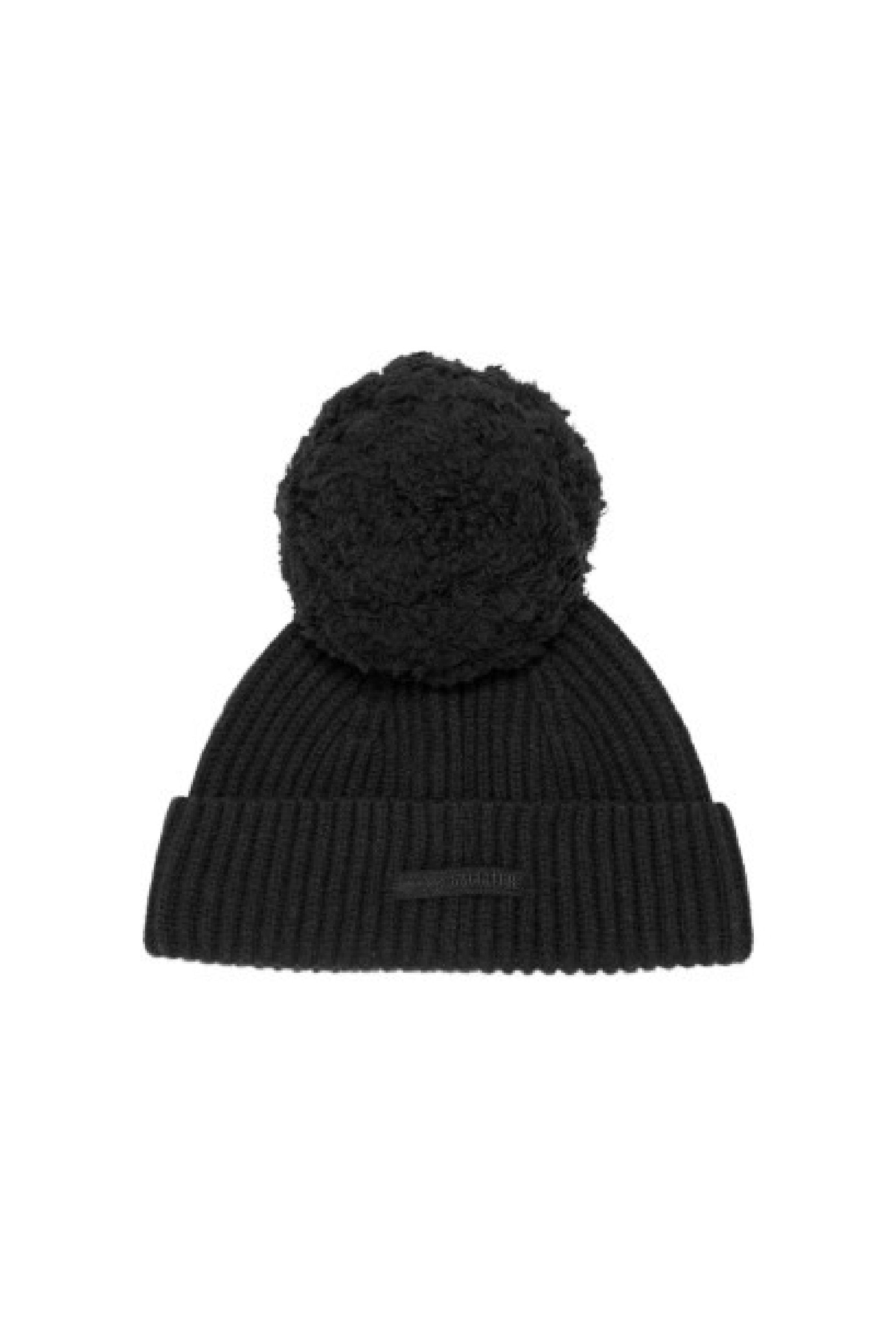 Bonnet à pompon en laine - Black