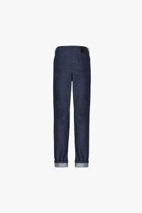Straight-leg denim trousers with topstitching - Blue