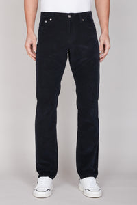 Pantalon à texture côtelée en velours - Bleu