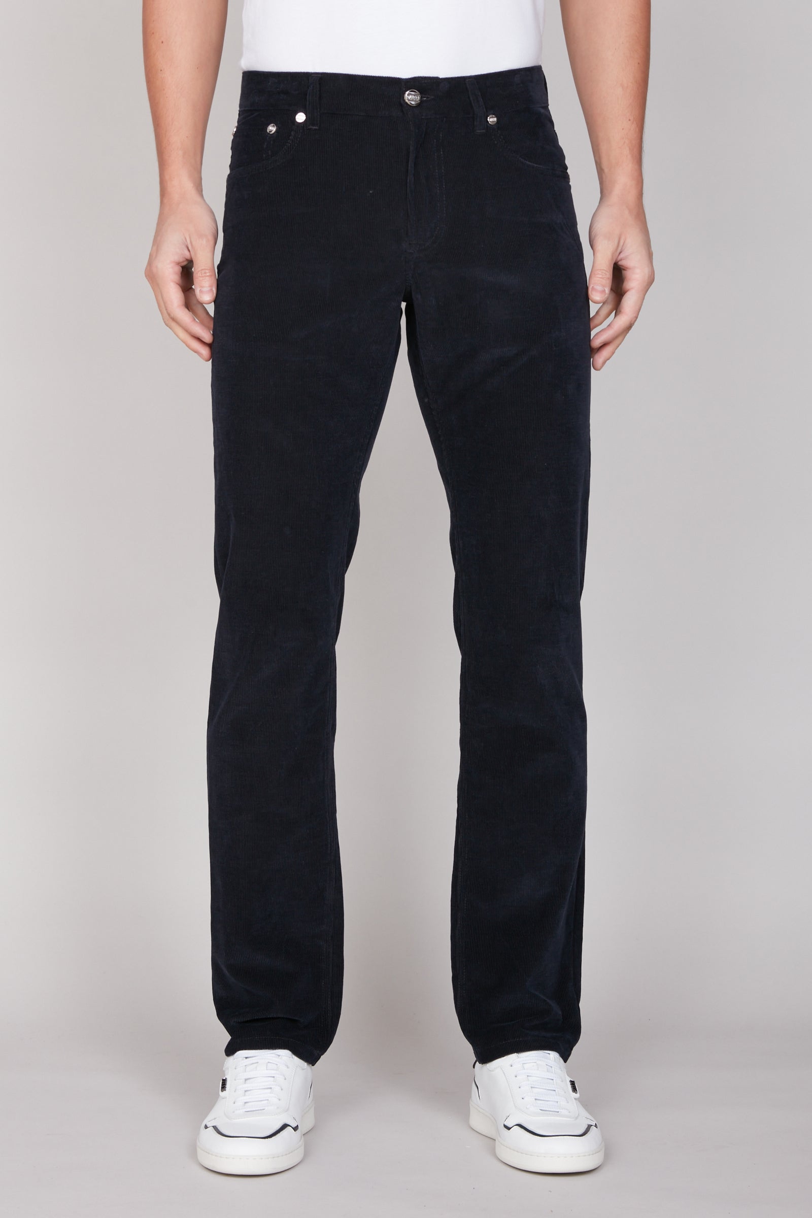 Pantalon à texture côtelée en velours - Bleu