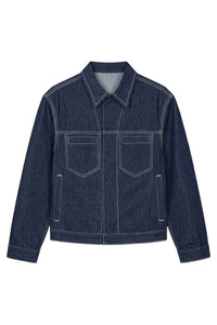 Veste à surpiqures constrastées en denim - Ink