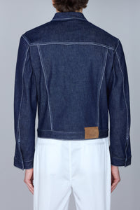 Veste à surpiqures constrastées en denim - Ink