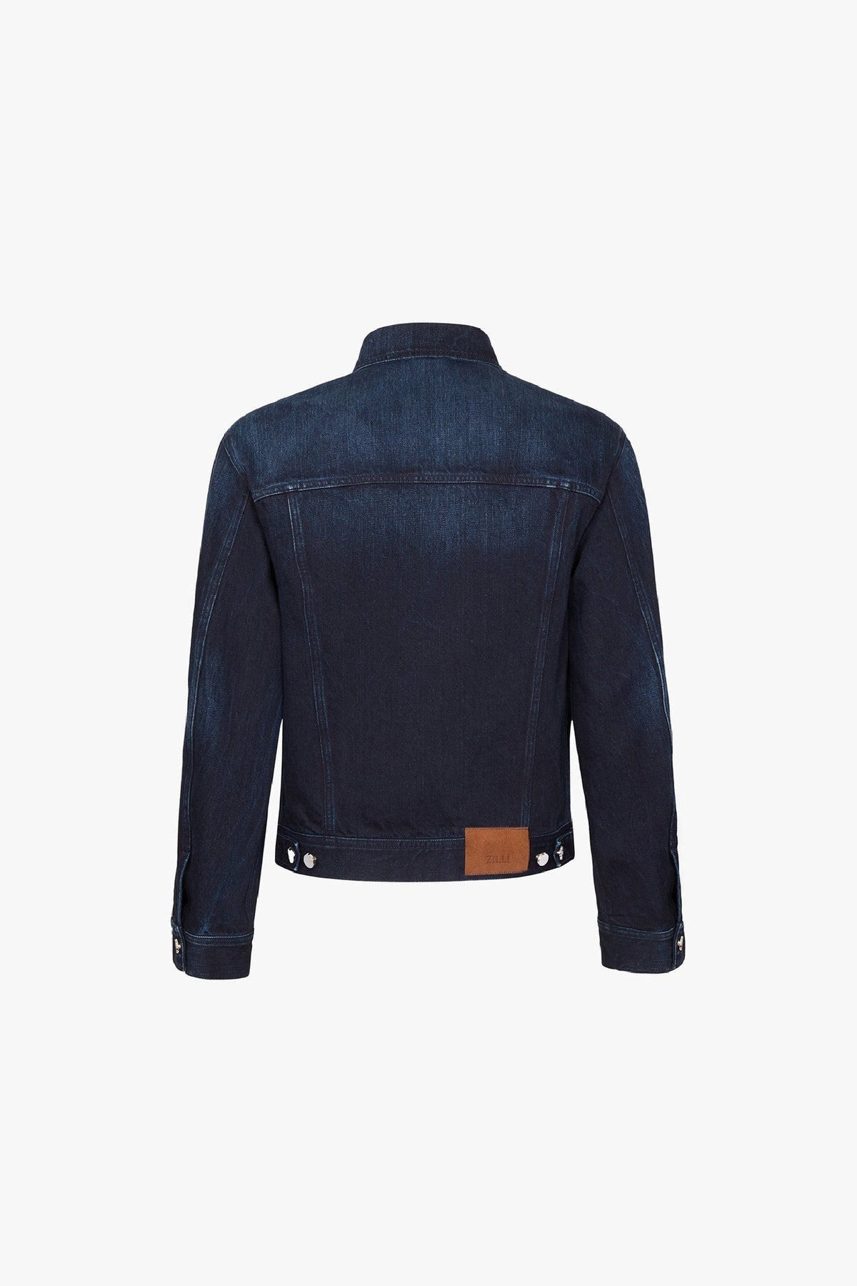 Veste boutonnée en denim délavé - Bleu