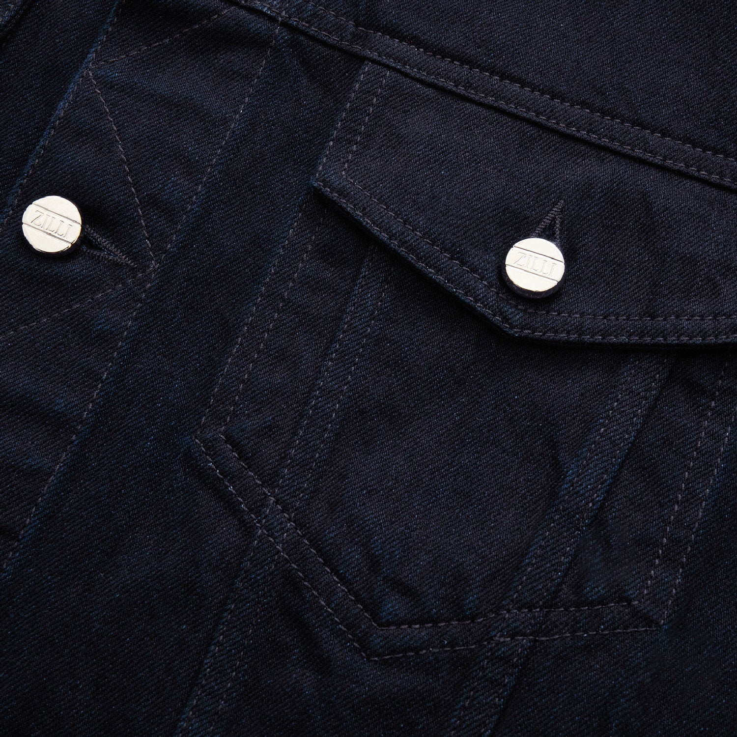 Veste à poches boutonnée en denim - Bleu
