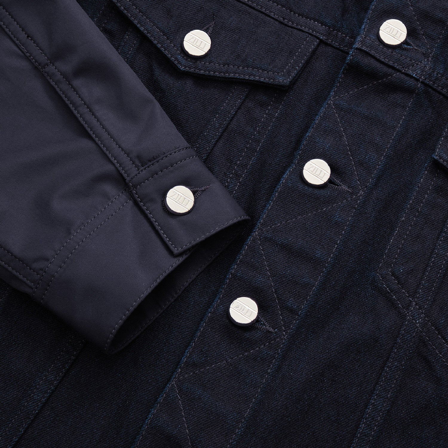 Veste à poches boutonnée en denim - Bleu