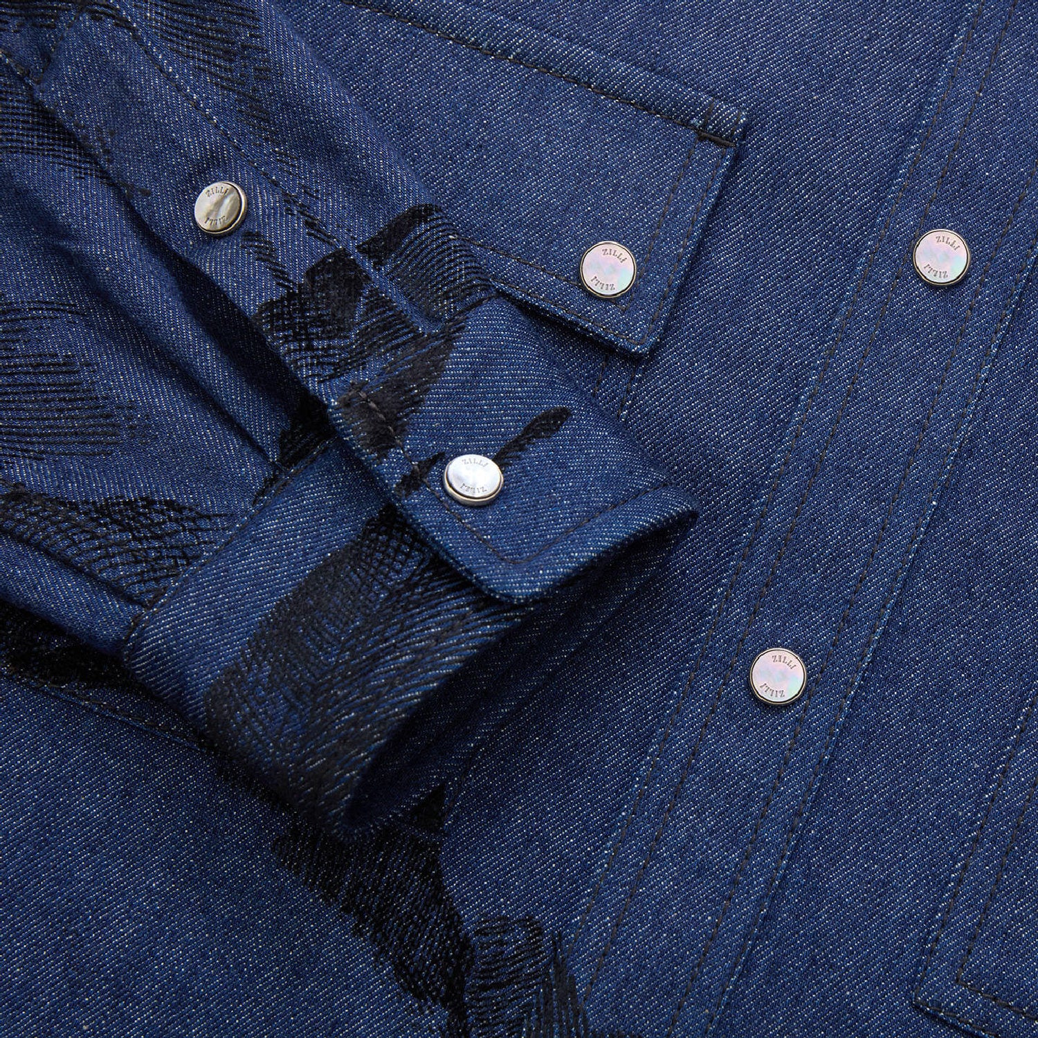 Chemise à motif imprimé - Bleu & Noir
