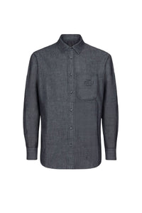 Embroidered shirt with patch pocket - Grey