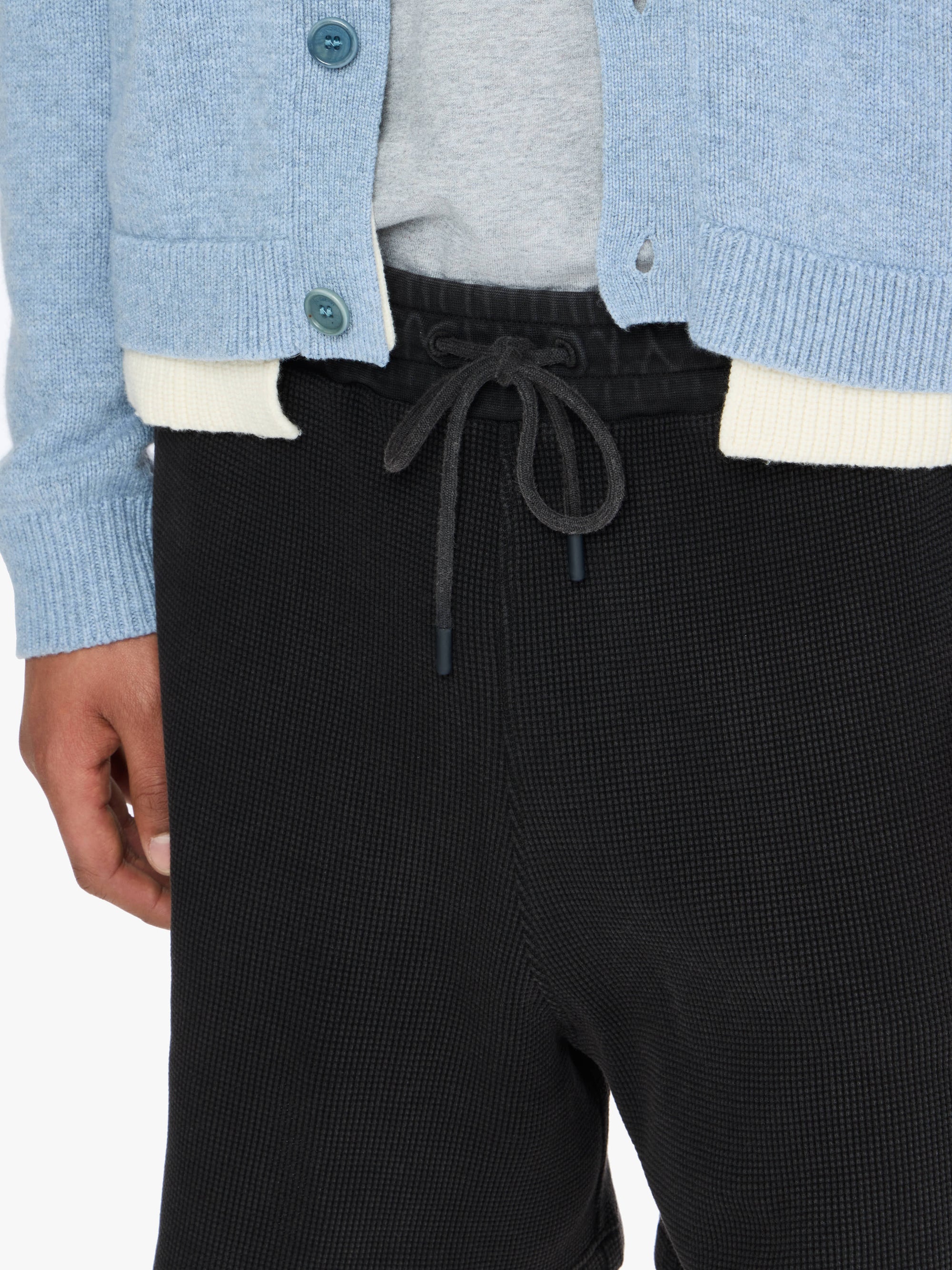 Short En Tissu Waffle Teint En Pièce - Washed Black