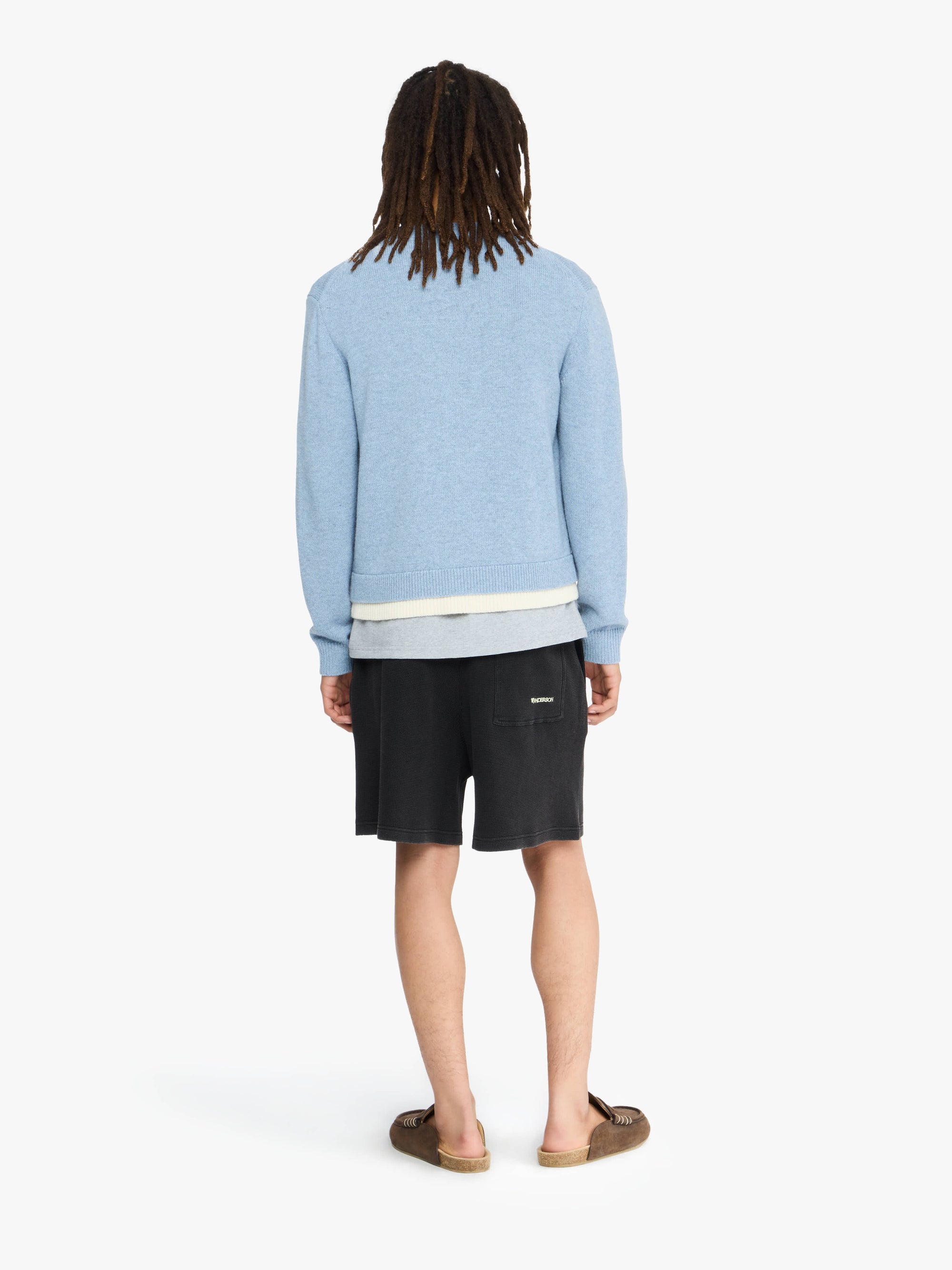 Short En Tissu Waffle Teint En Pièce - Washed Black