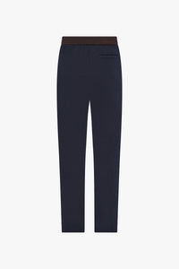 Pantalon droit à taille élastiquée - Bleu & Marron
