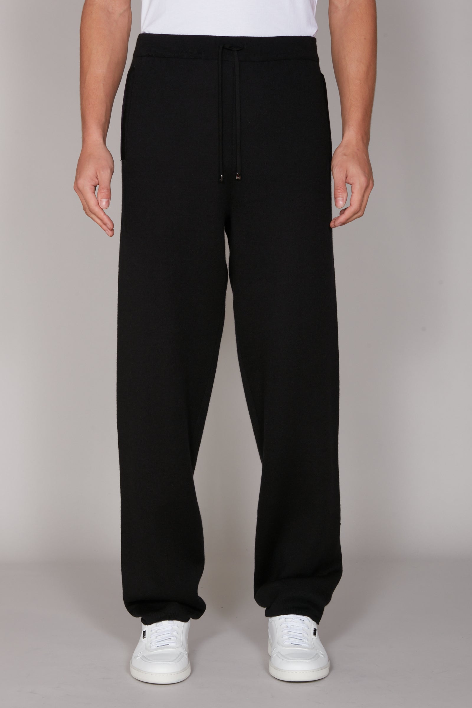 Pantalon de survêtement côtelé en laine - Noir