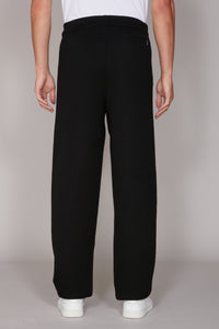 Pantalon de survêtement côtelé en laine - Noir