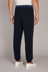 Pantalon de survêtement à ceinture rayée en soie - Dark Navy
