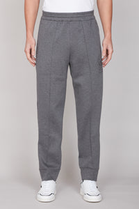 Pantalon de survêtement à logo brodé et surpiqûres - Gris