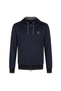Sweat à capuche zippé en soie mélangée - Bleu