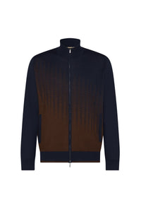 Veste à motif dégradé en laine - Bleu & Marron