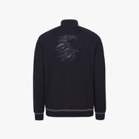Gilet zippé brodé en laine - Bleu & Gris