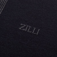 Gilet zippé brodé en laine - Bleu & Gris