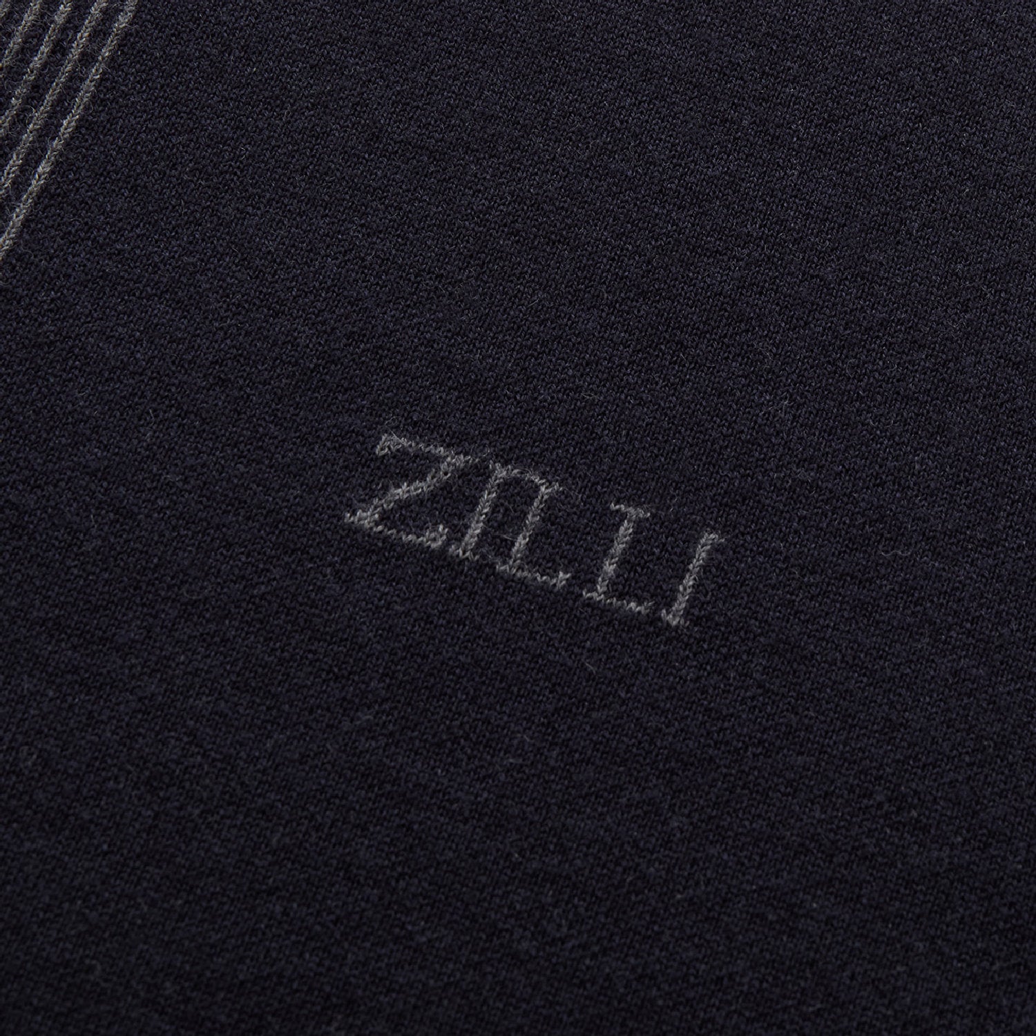 Gilet zippé brodé en laine - Bleu & Gris